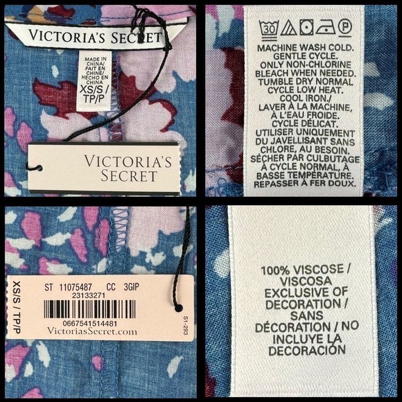 Victoria's Secret Floral Kimono Cardigan Cover Up Blouse Open Front‎ Size XS/S - Picture 8 of 8